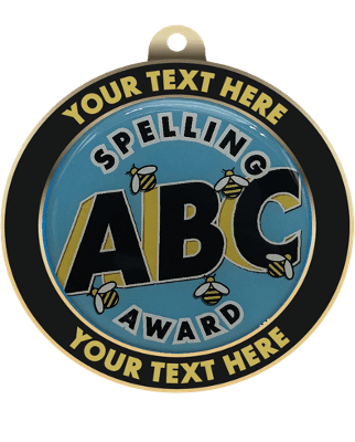 Spelling Bee Insert Medal with Personalized Rim