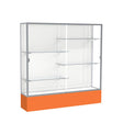 Spirit orange display case unlighted white laminate back w/ satin natural aluminum frame finish 72"H x 72"W x 16"D