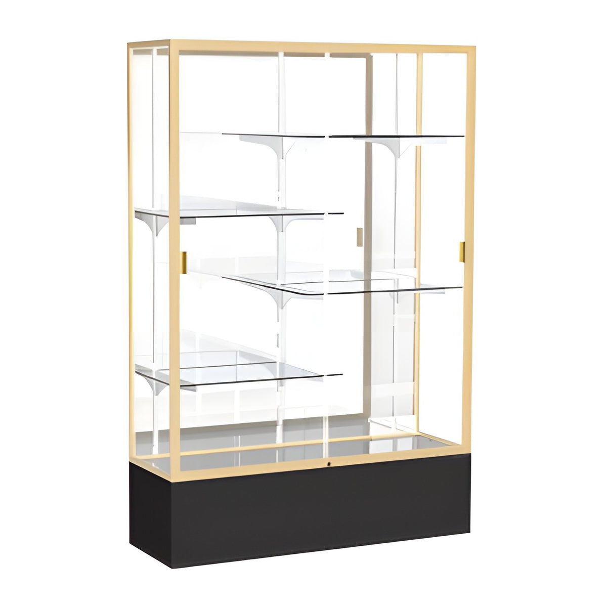 Spirit Black Display Case (Unighted), Mirror Back w/ Champagne aluminum frame finish, 72"H x 48"W x 16"D
