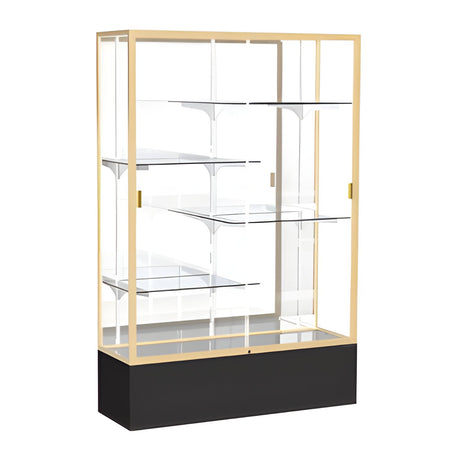 Spirit Black Display Case (Unighted), Mirror Back w/ Champagne aluminum frame finish, 72"H x 48"W x 16"D