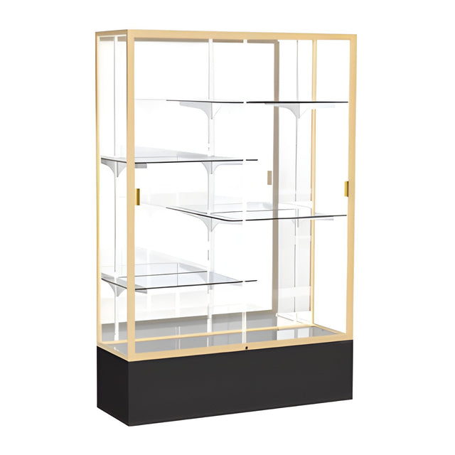 Spirit Black Display Case (Unighted), Mirror Back w/ Champagne aluminum frame finish, 72"H x 48"W x 16"D