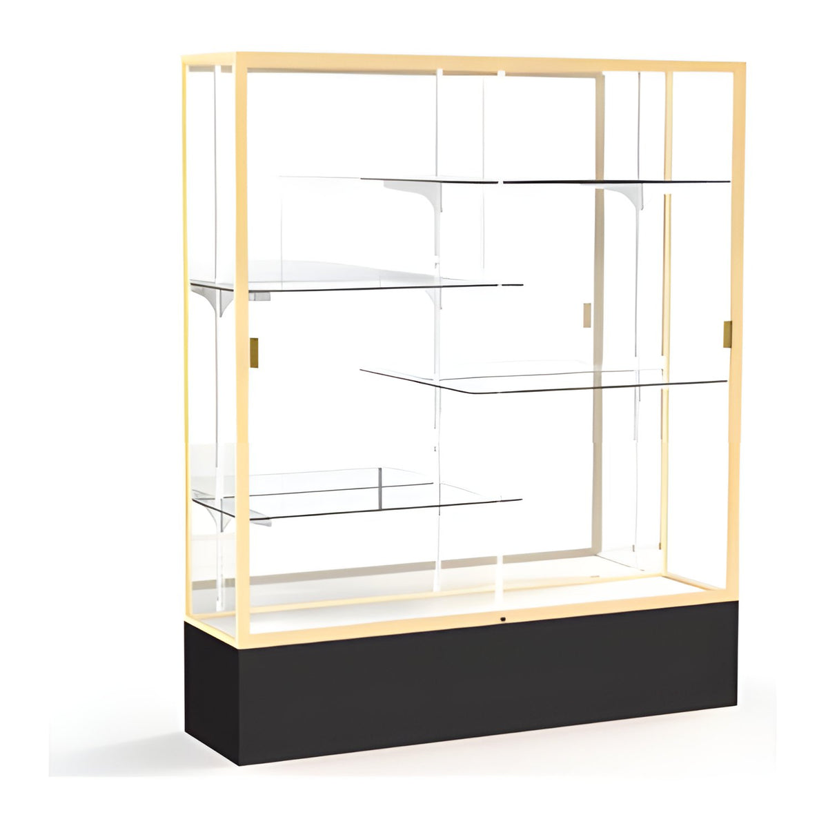 Spirit Black Display Case (Unighted), Mirror Back w/ Champagne aluminum frame finish, 72"H x 60"W x 16"D
