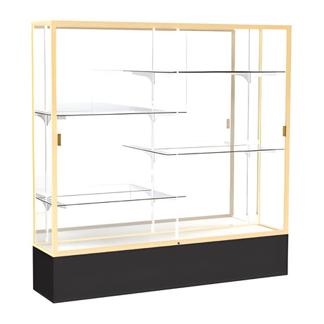 Spirit Black Display Case (Unighted), Mirror Back w/ Champagne aluminum frame finish, 72"H x 72"W x 16"D