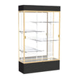 Spirit Black Display Case (Lighted), Mirror Back w/ Champagne aluminum frame finish, 80"H x 48"W x 16"D