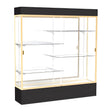 Spirit Black Display Case (Lighted), Mirror Back w/ Champagne aluminum frame finish, 80"H x 72"W x 16"D