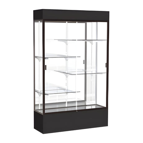 Spirit Black Display Case (Unighted), Mirror Back w/ Dark Bronze aluminum frame finish, 72"H x 48"W x 16"D