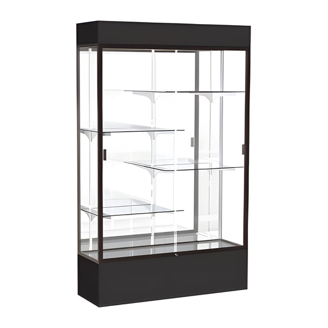 Spirit Black Display Case (Unighted), Mirror Back w/ Dark Bronze aluminum frame finish, 72"H x 48"W x 16"D