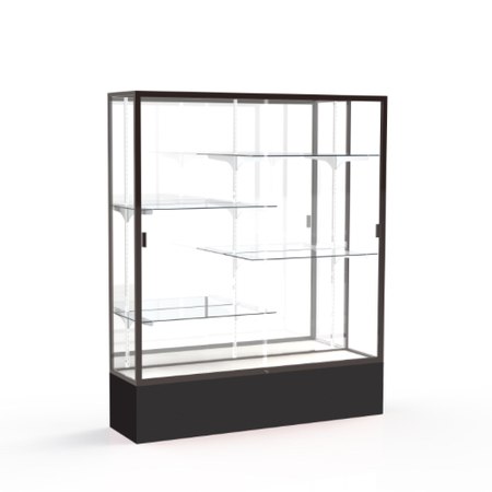 Spirit Black Display Case (Unighted), Mirror Back w/ Dark Bronze aluminum frame finish, 72"H x 60"W x 16"D