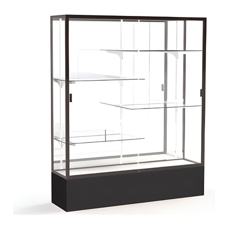 Spirit Black Display Case (Unighted), Mirror Back w/ Dark Bronze aluminum frame finish, 72"H x 60"W x 16"D