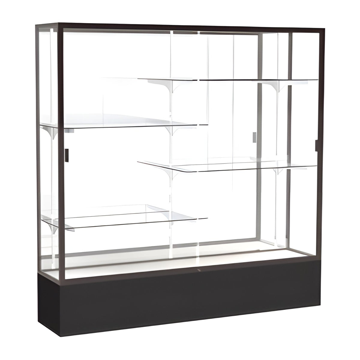 Spirit Black Display Case (Unighted), Mirror Back w/ Dark Bronze aluminum frame finish, 72"H x 72"W x 16"D