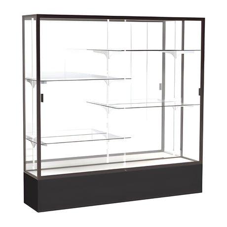 Spirit Black Display Case (Unighted), Mirror Back w/ Dark Bronze aluminum frame finish, 72"H x 72"W x 16"D