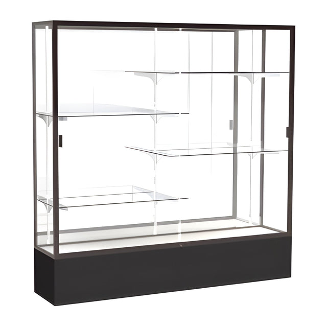 Spirit Black Display Case (Unighted), Mirror Back w/ Dark Bronze aluminum frame finish, 72"H x 72"W x 16"D