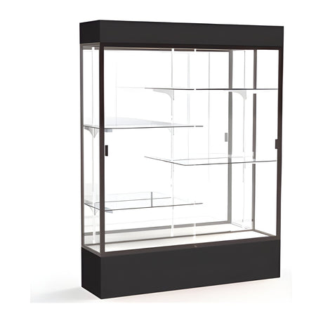 Spirit Black Display Case (Lighted), Mirror Back w/ Dark Bronze aluminum frame finish, 80"H x 60"W x 16"D