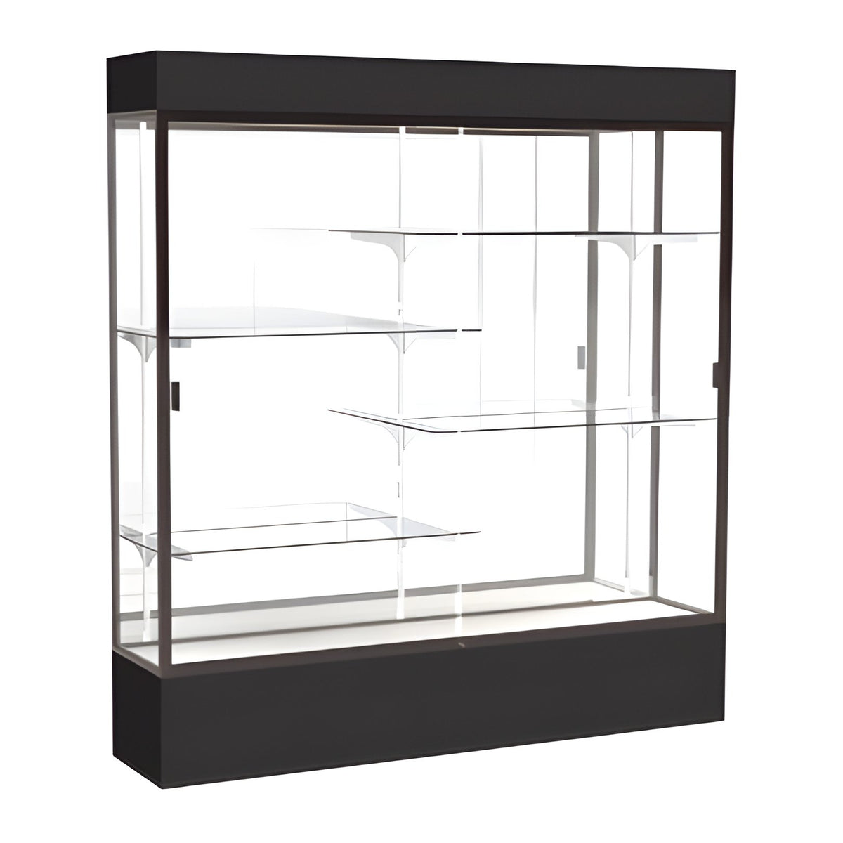Spirit Black Display Case (Lighted), Mirror Back w/ Dark Bronze aluminum frame finish, 80"H x 72"W x 16"D