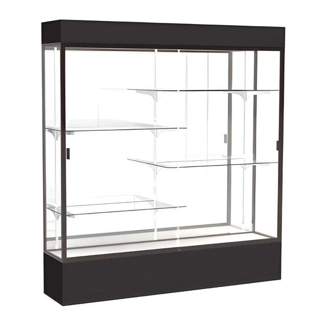 Spirit Black Display Case (Lighted), Mirror Back w/ Dark Bronze aluminum frame finish, 80"H x 72"W x 16"D