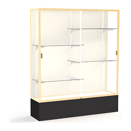 Spirit Black Display Case (Unighted), Plaque Fabric Back w/ Champagne aluminum frame finish, 72"H x 60"W x 16"D