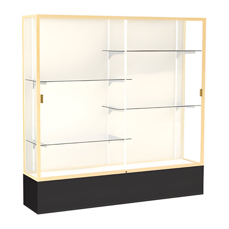 Spirit Black Display Case (Unighted), Plaque Fabric Back w/ Champagne aluminum frame finish, 72"H x 72"W x 16"D