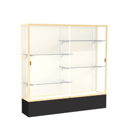 Spirit Black Display Case (Unighted), Plaque Fabric Back w/ Champagne aluminum frame finish, 72"H x 72"W x 16"D