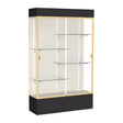 Spirit Black Display Case (Lighted), Plaque Fabric Back w/ Champagne aluminum frame finish, 80"H x 48"W x 16"D