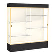 Spirit Black Display Case (Lighted), Plaque Fabric Back w/ Champagne aluminum frame finish, 80"H x 72"W x 16"D