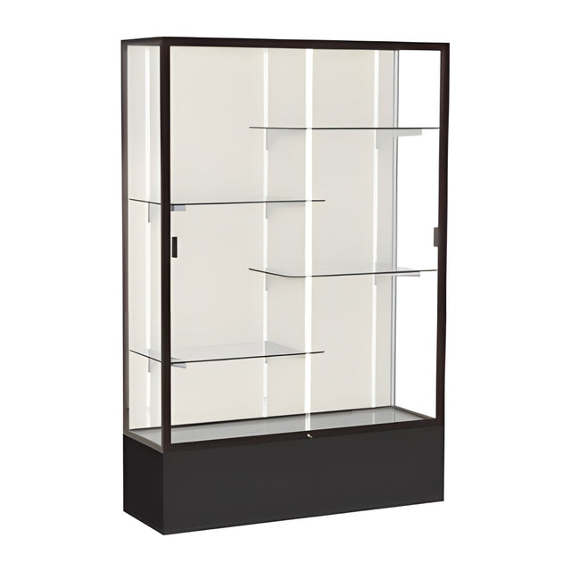 Spirit Black Display Case (Unighted), Plaque Fabric Back w/ Dark Bronze aluminum frame finish, 72"H x 48"W x 16"D