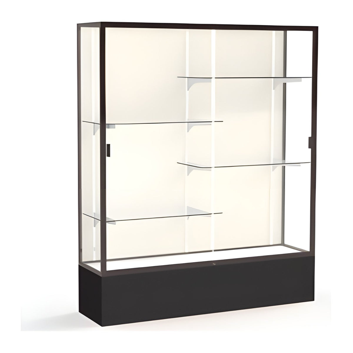 Spirit Black Display Case (Unighted), Plaque Fabric Back w/ Dark Bronze aluminum frame finish, 72"H x 60"W x 16"D