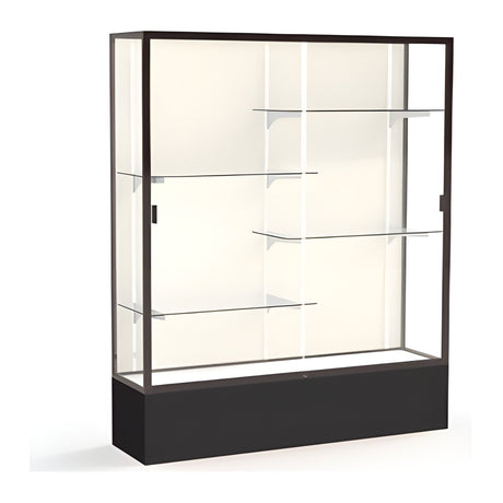 Spirit Black Display Case (Unighted), Plaque Fabric Back w/ Dark Bronze aluminum frame finish, 72"H x 60"W x 16"D