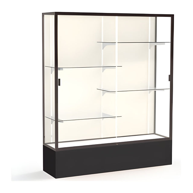 Spirit Black Display Case (Unighted), Plaque Fabric Back w/ Dark Bronze aluminum frame finish, 72"H x 60"W x 16"D