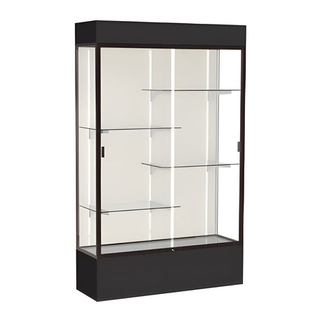 Spirit Black Display Case (Lighted), Plaque Fabric Back w/ Dark Bronze aluminum frame finish, 80"H x 48"W x 16"D