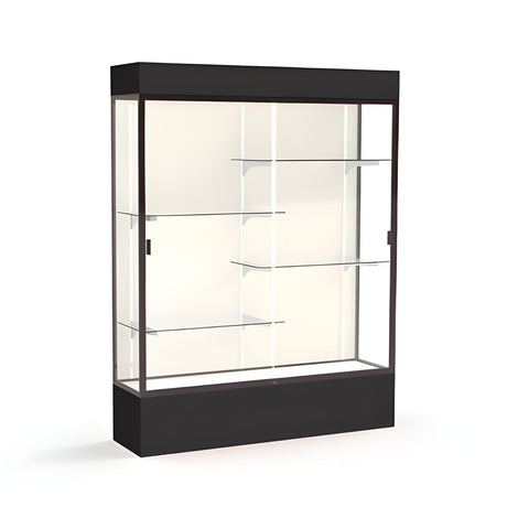 Spirit Black Display Case (Lighted), Plaque Fabric Back w/ Dark Bronze aluminum frame finish, 80"H x 60"W x 16"D