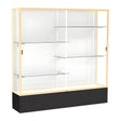 Spirit Black Display Case (Unighted), White Laminate Back w/ Champagne aluminum frame finish, 72"H x 72"W x 16"D