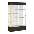 Spirit Black Display Case (Lighted), White Laminate Back w/ Champagne aluminum frame finish, 80"H x 48"W x 16"D
