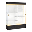 Spirit Black Display Case (Lighted), White Laminate Back w/ Champagne aluminum frame finish, 80"H x 60"W x 16"D