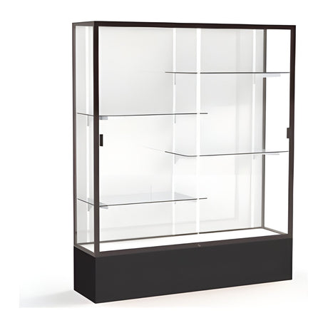 Spirit Black Display Case (Unighted), White Laminate Back w/ Dark Bronze aluminum frame finish, 72"H x 60"W x 16"D