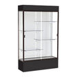 Spirit Black Display Case (Lighted), White Laminate Back w/ Dark Bronze aluminum frame finish, 80"H x 48"W x 16"D