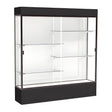 Spirit Black Display Case (Lighted), White Laminate Back w/ Dark Bronze aluminum frame finish, 80"H x 72"W x 16"D