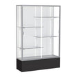 Spirit Black Display Case (Unighted), White Laminate Back w/ Satin Natural aluminum frame finish, 72"H x 48"W x 16"D