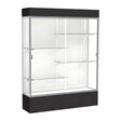 Spirit Black Display Case (Lighted), White Laminate Back w/ Satin Natural aluminum frame finish, 80"H x 60"W x 16"D