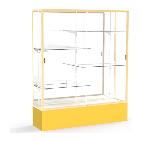 Spirit Goldenrod Display Case (Unighted), Mirror Back w/ Champagne aluminum frame finish, 72"H x 60"W x 16"D