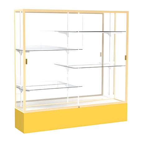 Spirit Goldenrod Display Case (Unighted), Mirror Back w/ Champagne aluminum frame finish, 72"H x 72"W x 16"D