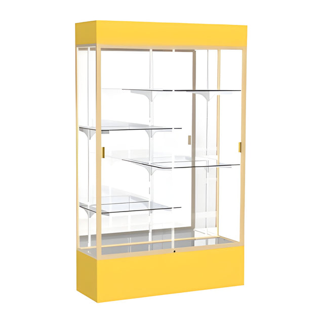 Spirit Goldenrod Display Case (Lighted), Mirror Back w/ Champagne aluminum frame finish, 80"H x 48"W x 16"D