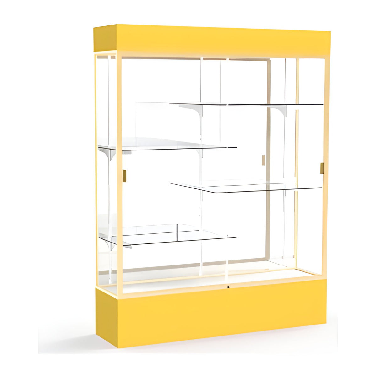 Spirit Goldenrod Display Case (Lighted), Mirror Back w/ Champagne aluminum frame finish, 80"H x 60"W x 16"D