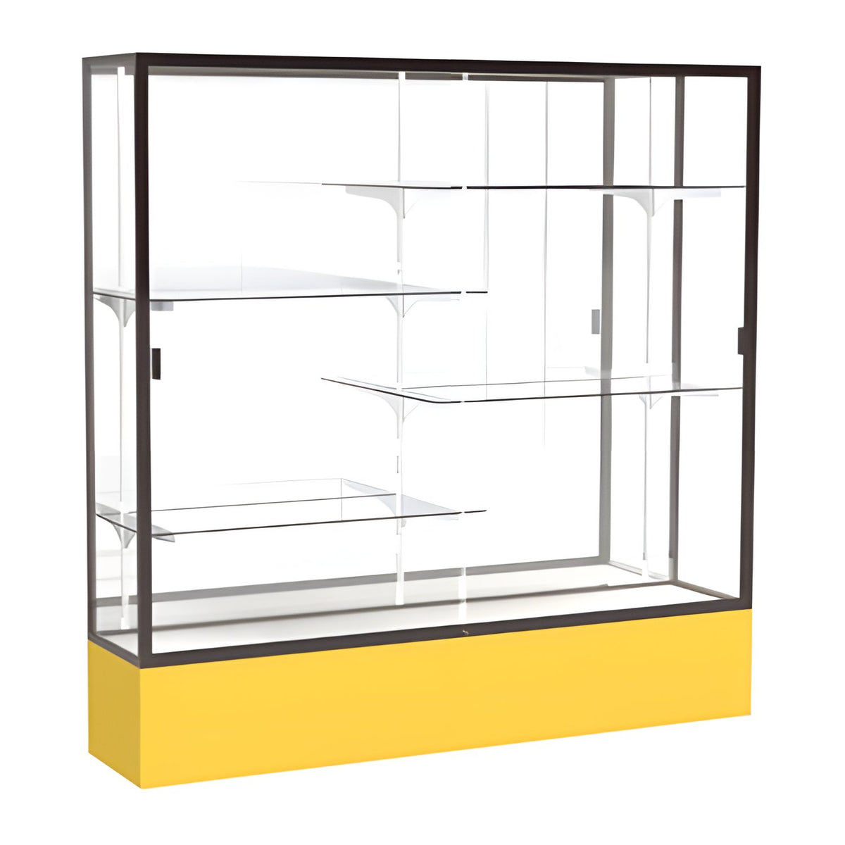 Spirit Goldenrod Display Case (Unighted), Mirror Back w/ Dark Bronze aluminum frame finish, 72"H x 72"W x 16"D