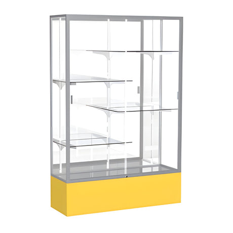 Spirit Goldenrod Display Case (Unighted), Mirror Back w/ Satin Natural aluminum frame finish, 72"H x 48"W x 16"D