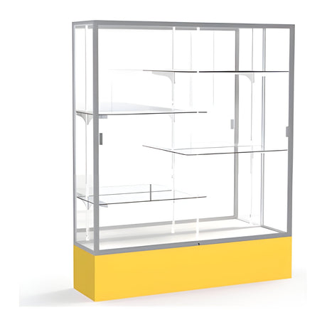 Spirit Goldenrod Display Case (Unighted), Mirror Back w/ Satin Natural aluminum frame finish, 72"H x 60"W x 16"D