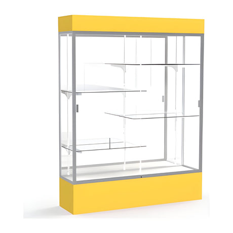 Spirit Goldenrod Display Case (Lighted), Mirror Back w/ Satin Natural aluminum frame finish, 80"H x 60"W x 16"D