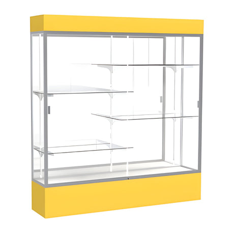 Spirit Goldenrod Display Case (Lighted), Mirror Back w/ Satin Natural aluminum frame finish, 80"H x 72"W x 16"D
