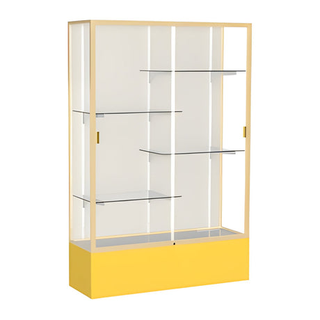 Spirit Goldenrod Display Case (Unighted), Plaque Fabric Back w/ Champagne aluminum frame finish, 72"H x 48"W x 16"D