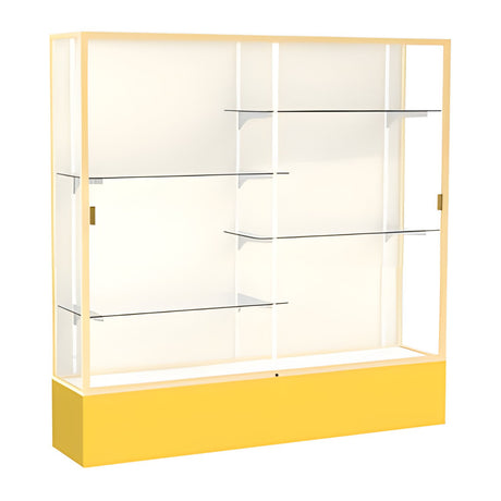 Spirit Goldenrod Display Case (Unighted), Plaque Fabric Back w/ Champagne aluminum frame finish, 72"H x 72"W x 16"D