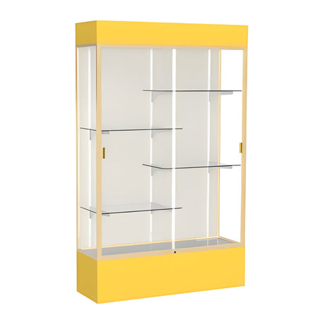 Spirit Goldenrod Display Case (Lighted), Plaque Fabric Back w/ Champagne aluminum frame finish, 80"H x 48"W x 16"D